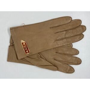 NEW NOS Vintage ARIS Leather Gloves Lined Tan Beige Size 7